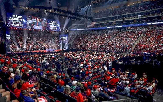 Donald Trump speaks to attendees at an Arizona for Trump rally at Desert Diamond Arena in Glendale, Arizona, on Aug. 23 during his presidential campaign. (Wikimedia Commons/Gage Skidmore)